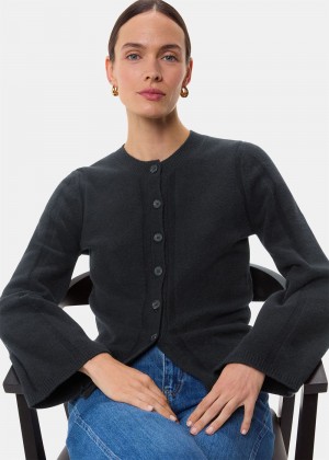 Whistles Wide Sleeve Detail Cardigan Black | US-18965ZCAP