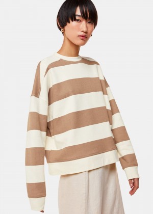 Whistles Wide Stripe Sweatshirt White / Multicolor | US-21647LJRG