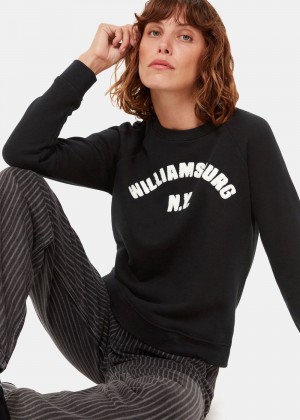 Whistles Williamsburg Logo Sweatshirt Black | US-68794QSEP