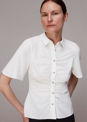 Whistles Willow Ruched Detail Top White | US-79863CKXV