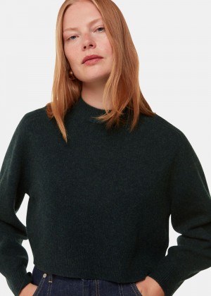 Whistles Wool Crop Relaxed Knitwear Dark Green | US-36412JXEO