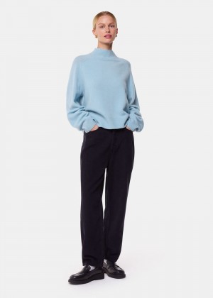 Whistles Wool Funnel Neck Knitwear Blue | US-48031YPGC