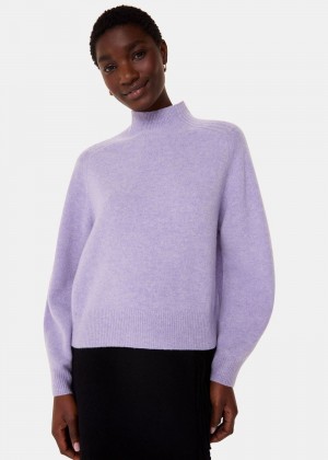 Whistles Wool Funnel Neck Knitwear Purple | US-98641XTYO