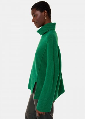 Whistles Wool Mix Roll Neck Knitwear Green | US-25786NZFH