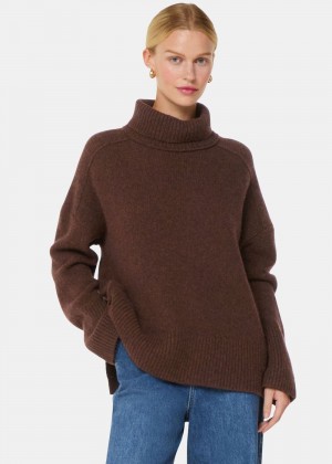 Whistles Wool Roll Neck Knitwear Brown | US-35016HWNB