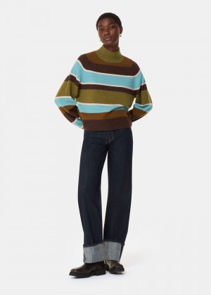 Whistles Wool Stripe Funnel Neck Knitwear Multicolor | US-08917YOCE