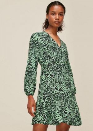 Whistles Zebra Print Wrap Dress Multicolor | US-25870GOUC