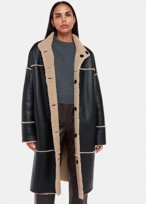 Whistles Zo Reversible Shearling Coat Black / Multicolor | US-27689PRDV