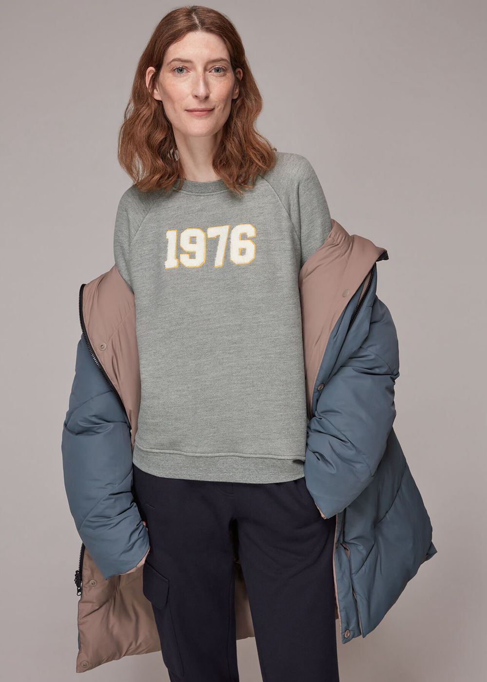 Whistles 1976 logo Sweatshirt Grey | US-49286XJHG