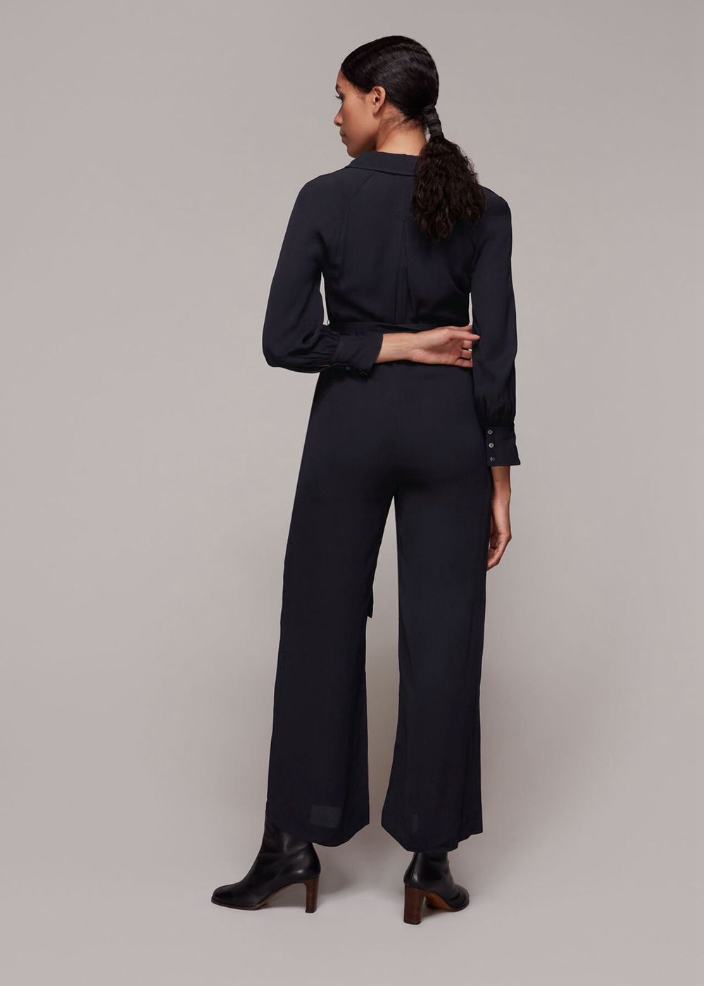 Whistles Abby Tie Detail Jumpsuit Black | US-82475HOLD