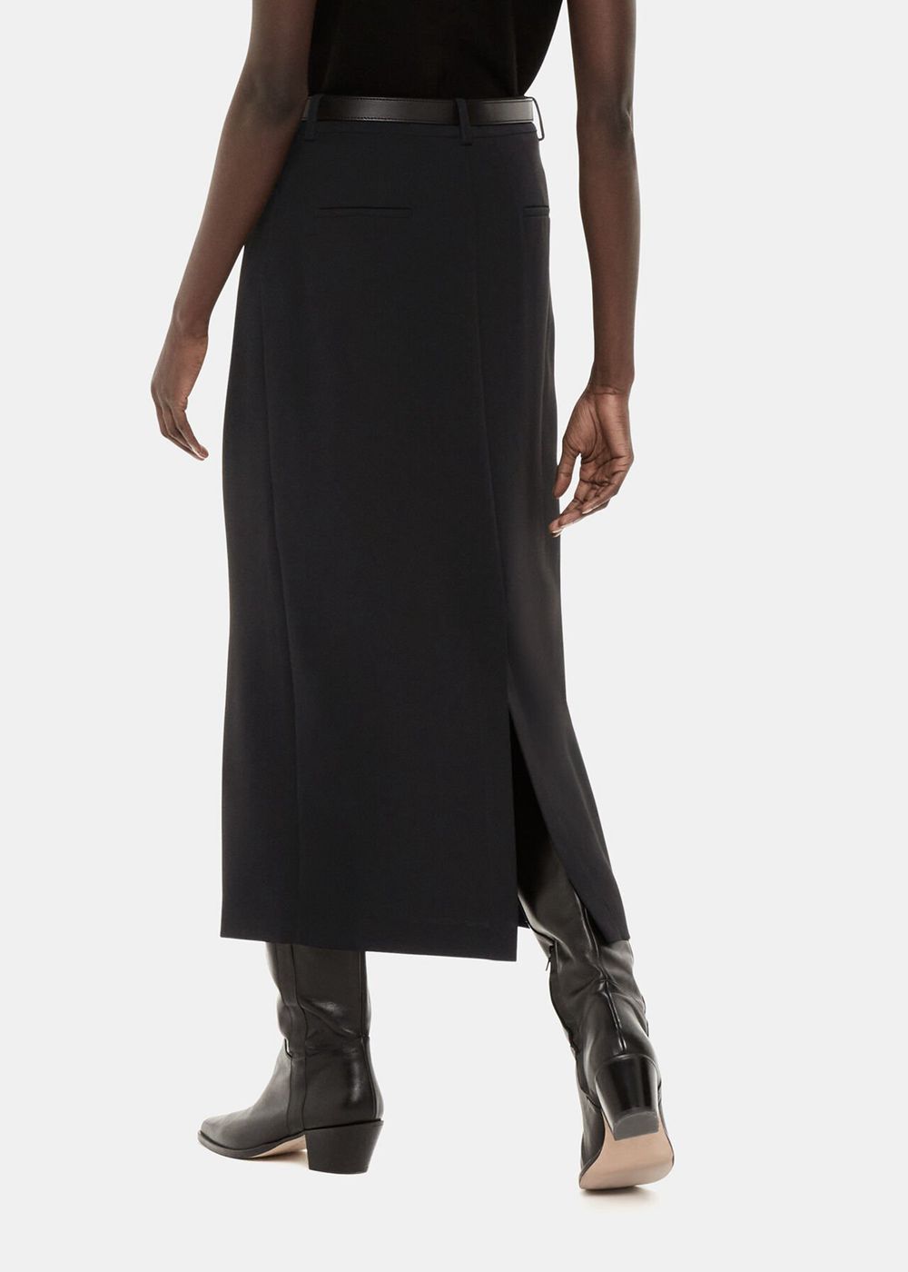 Whistles Abigail Tailored Midi Skirts Black | US-35617SQYX