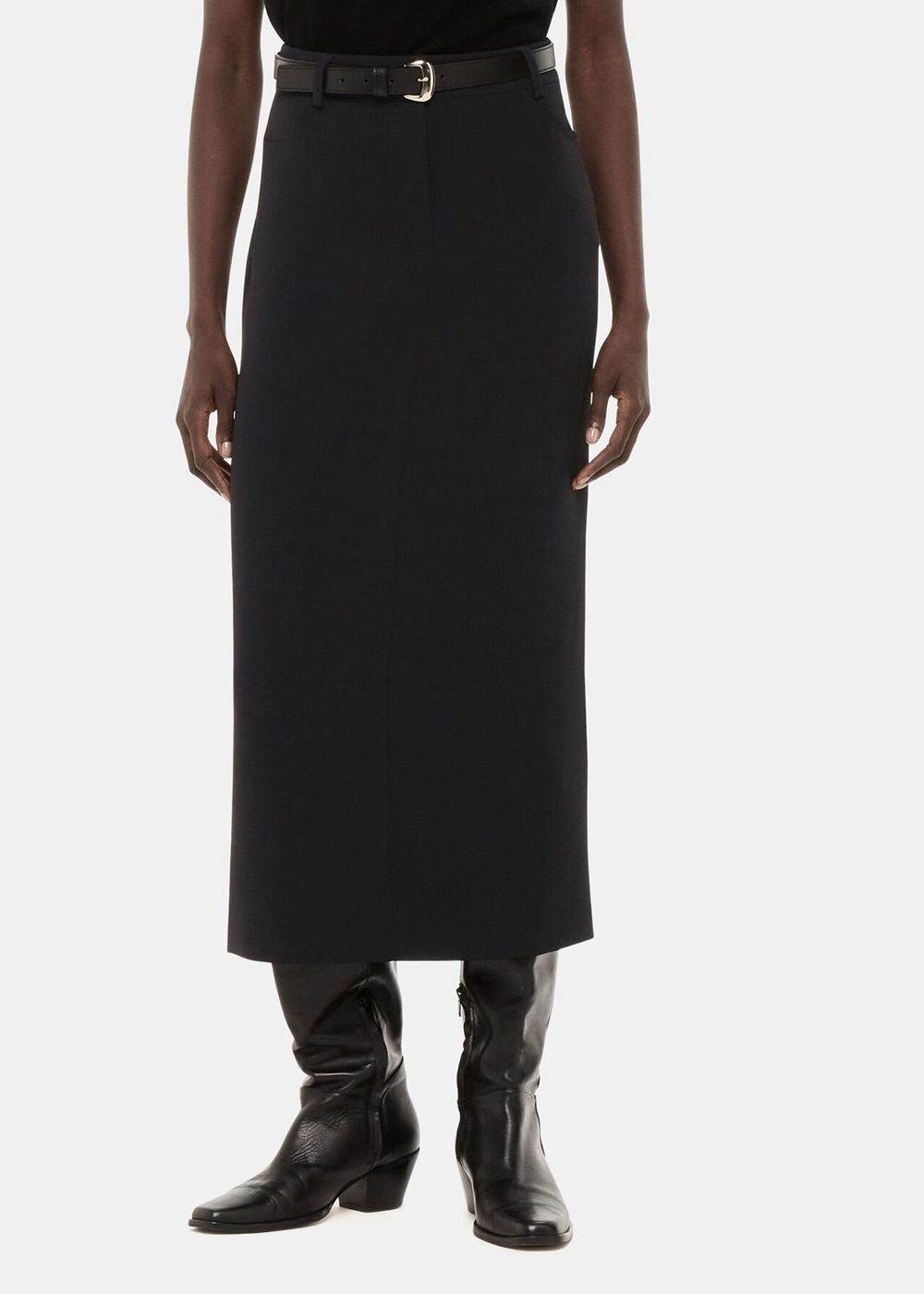 Whistles Abigail Tailored Midi Skirts Black | US-35617SQYX