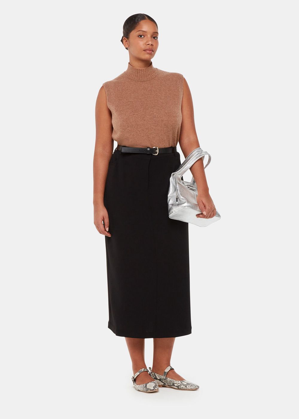 Whistles Abigail Tailored Midi Skirts Black | US-35617SQYX