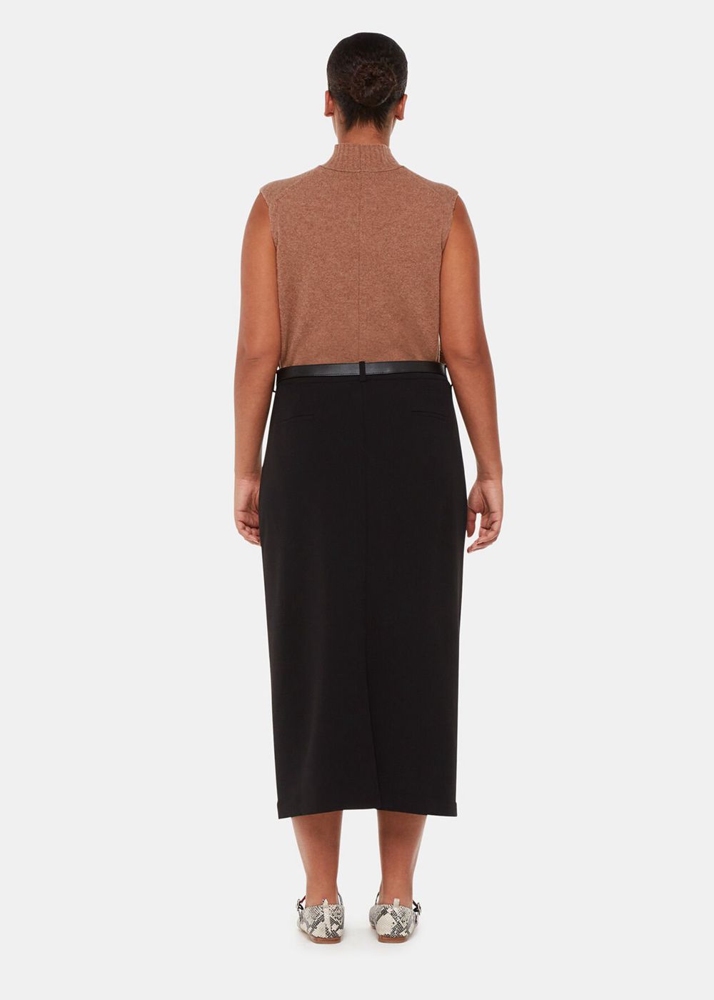 Whistles Abigail Tailored Midi Skirts Black | US-35617SQYX