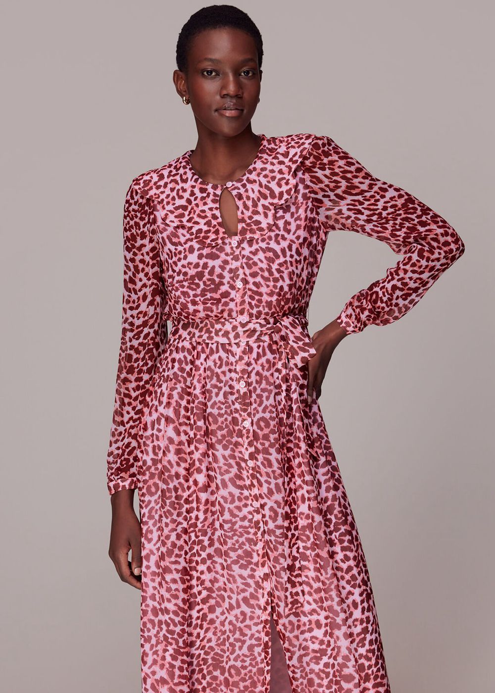 Whistles Abstract Cheetah Midi Dress Pink / Multicolor | US-16890NQTD