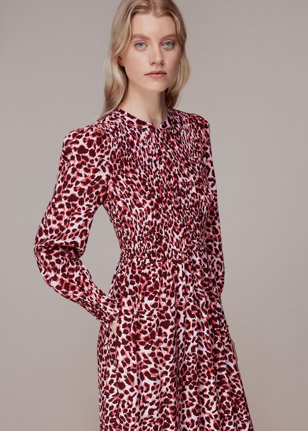 Whistles Abstract Cheetah Print Dress Pink / Multicolor | US-78691BHRF