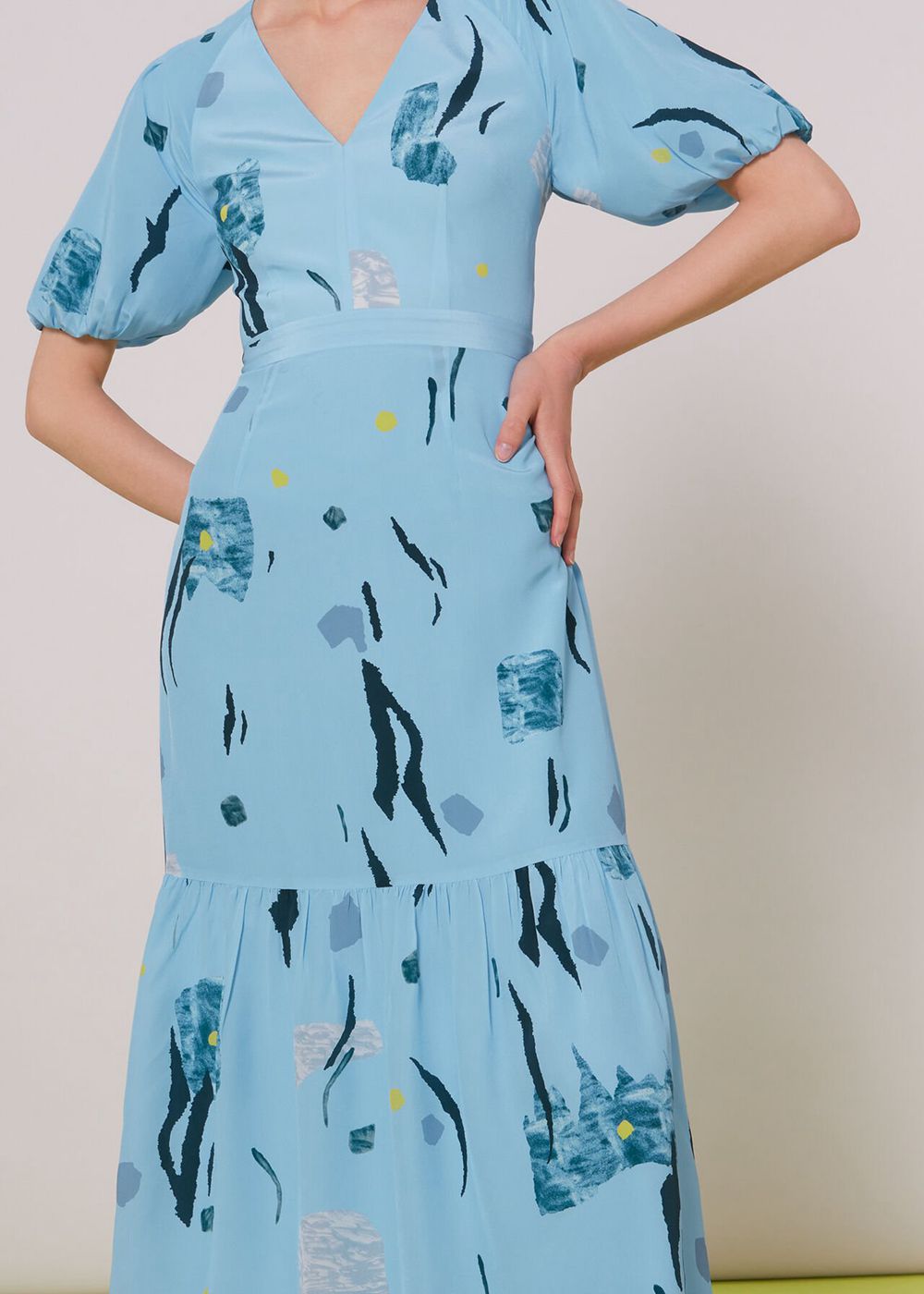 Whistles Abstract Print Silk Dress Blue / Multicolor | US-16790LDFM