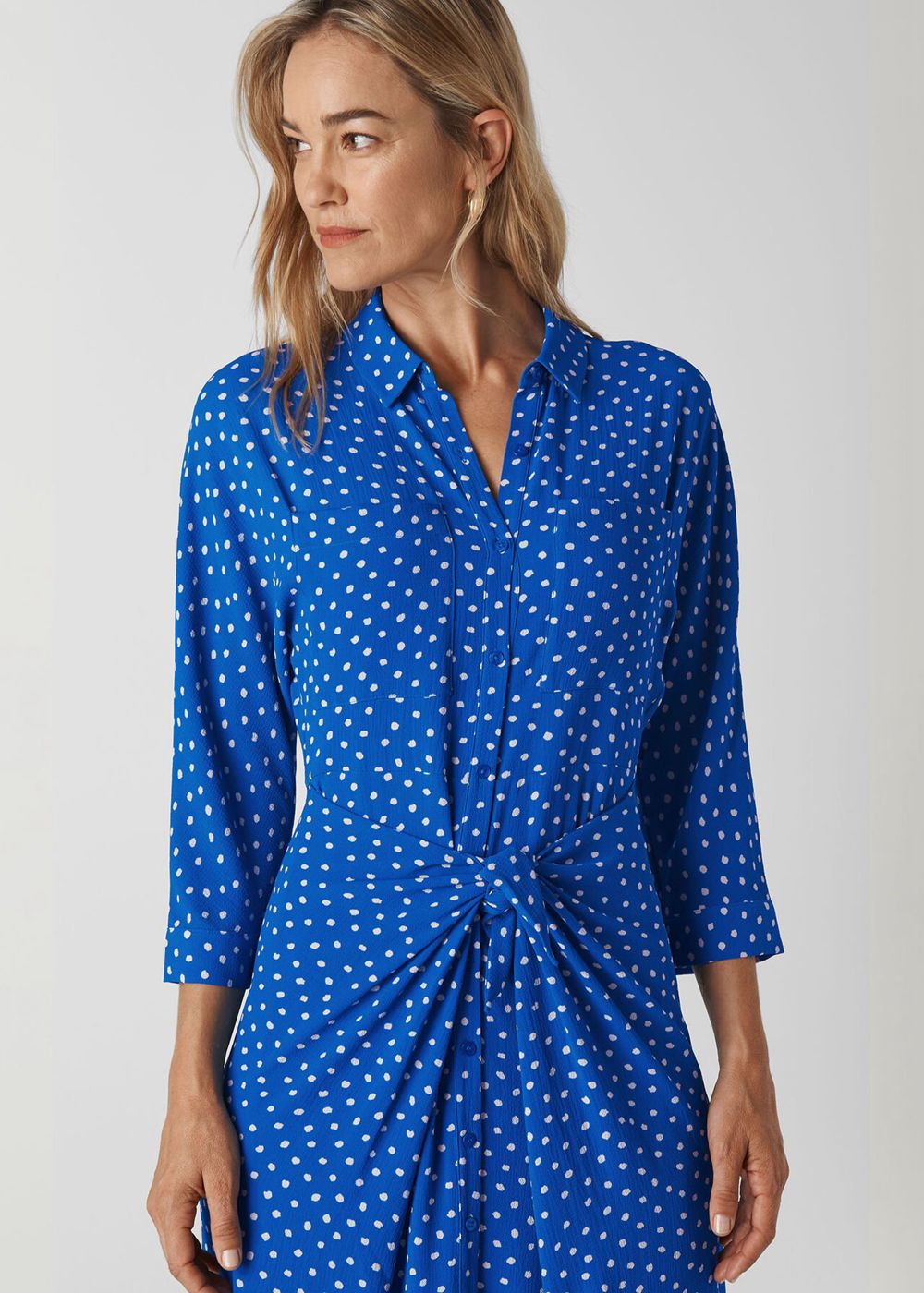 Whistles Abstract Spot Selma Tie Dress Blue / Multicolor | US-36082BKRO