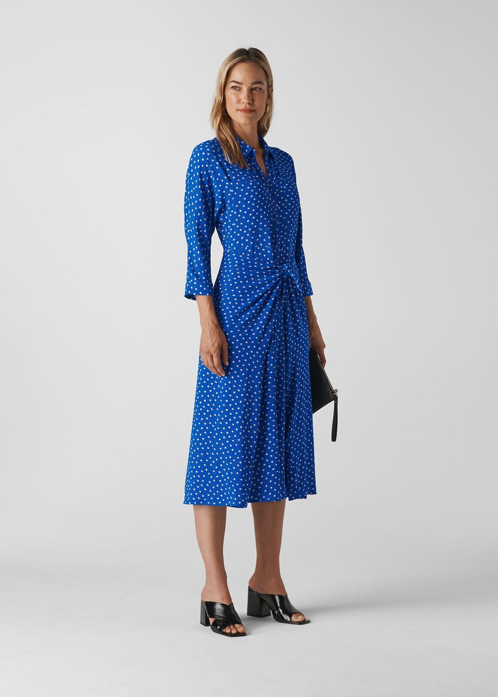 Whistles Abstract Spot Selma Tie Dress Blue / Multicolor | US-36082BKRO