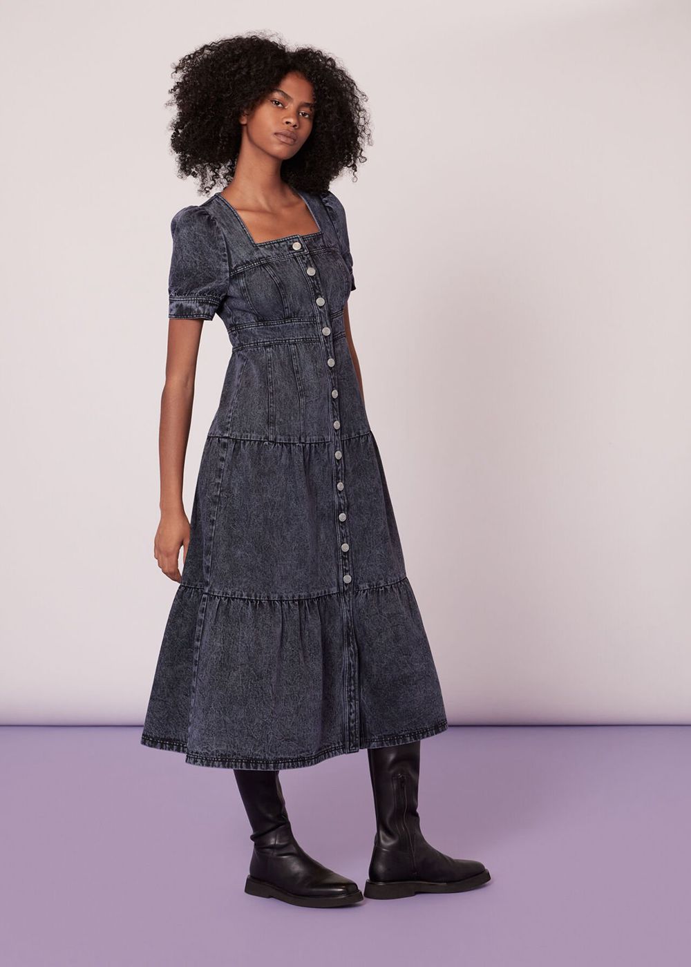 Whistles Acid Wash Denim Dress Wash | US-97068ANIY