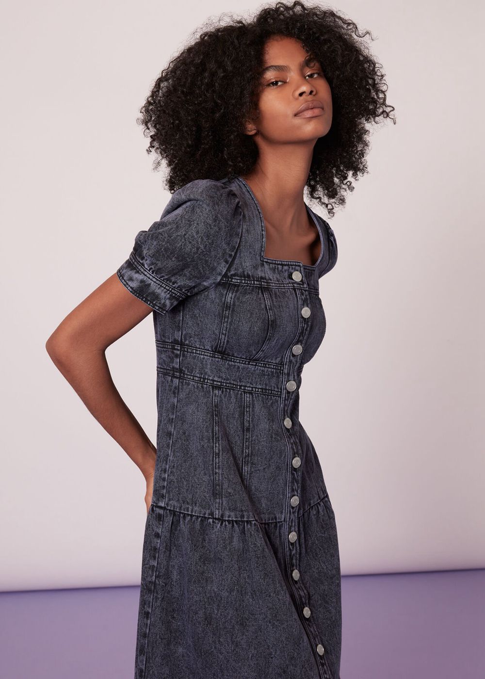 Whistles Acid Wash Denim Dress Wash | US-97068ANIY