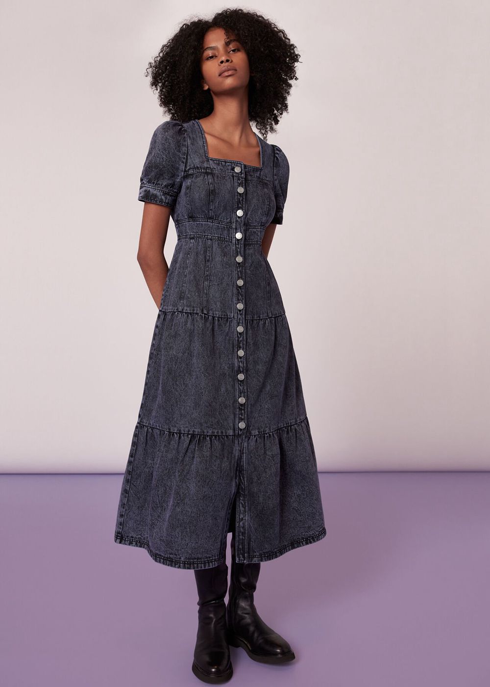 Whistles Acid Wash Denim Dress Wash | US-97068ANIY