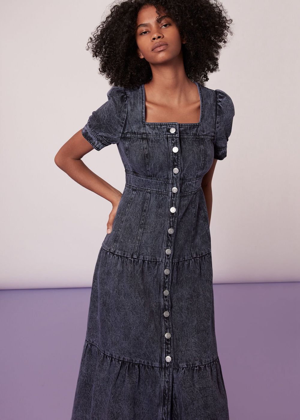 Whistles Acid Wash Denim Dress Wash | US-97068ANIY