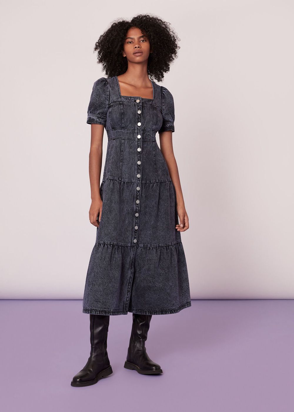 Whistles Acid Wash Denim Dress Wash | US-97068ANIY