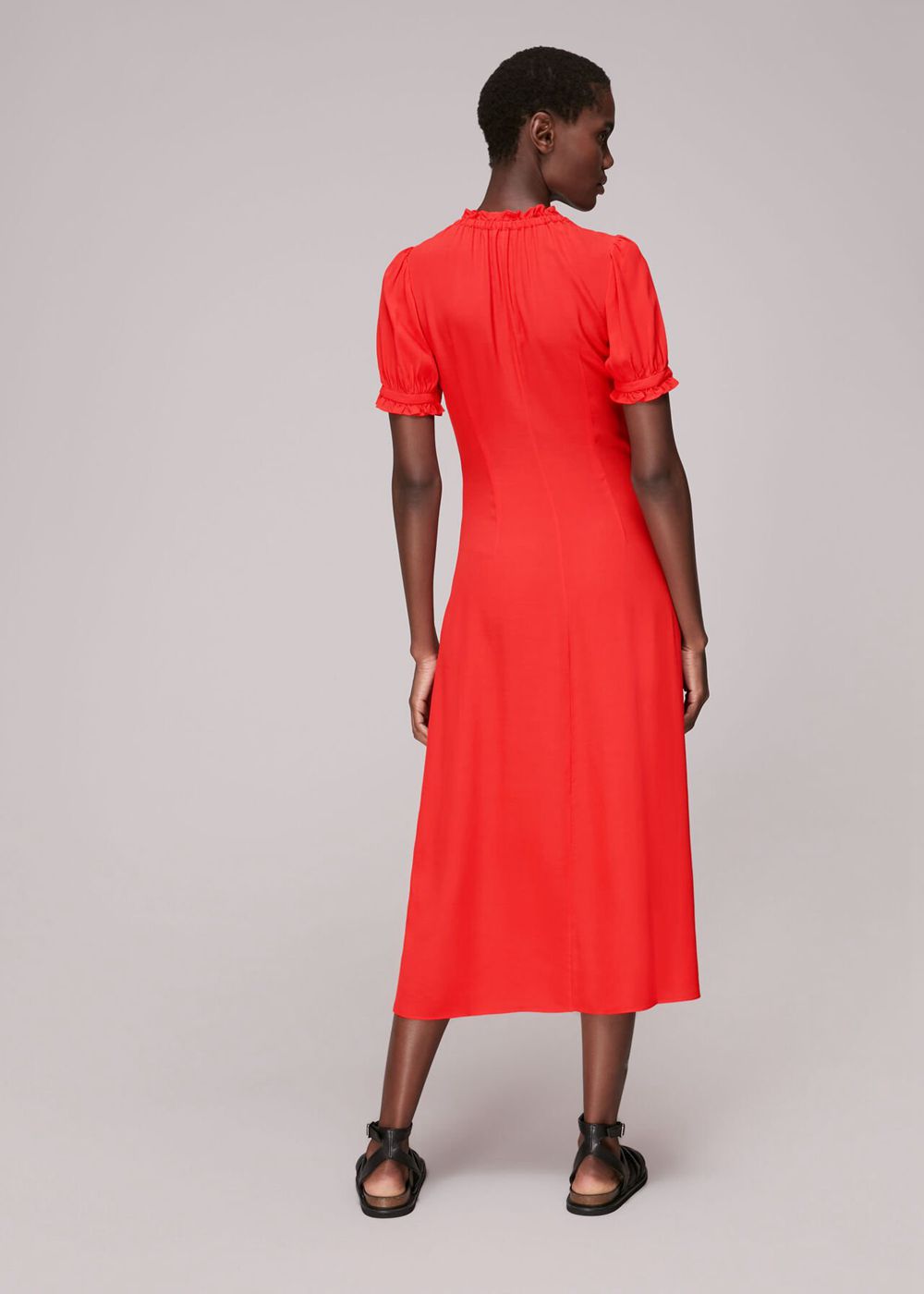 Whistles Ada Ruched Detail Midi Dress Red | US-94021JYNX