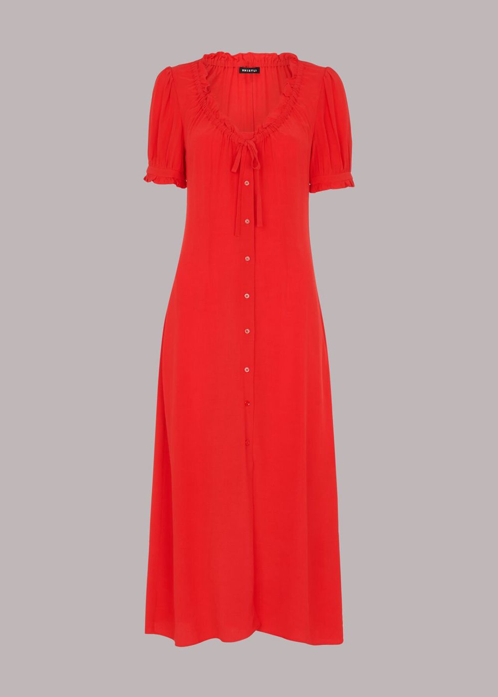 Whistles Ada Ruched Detail Midi Dress Red | US-94021JYNX