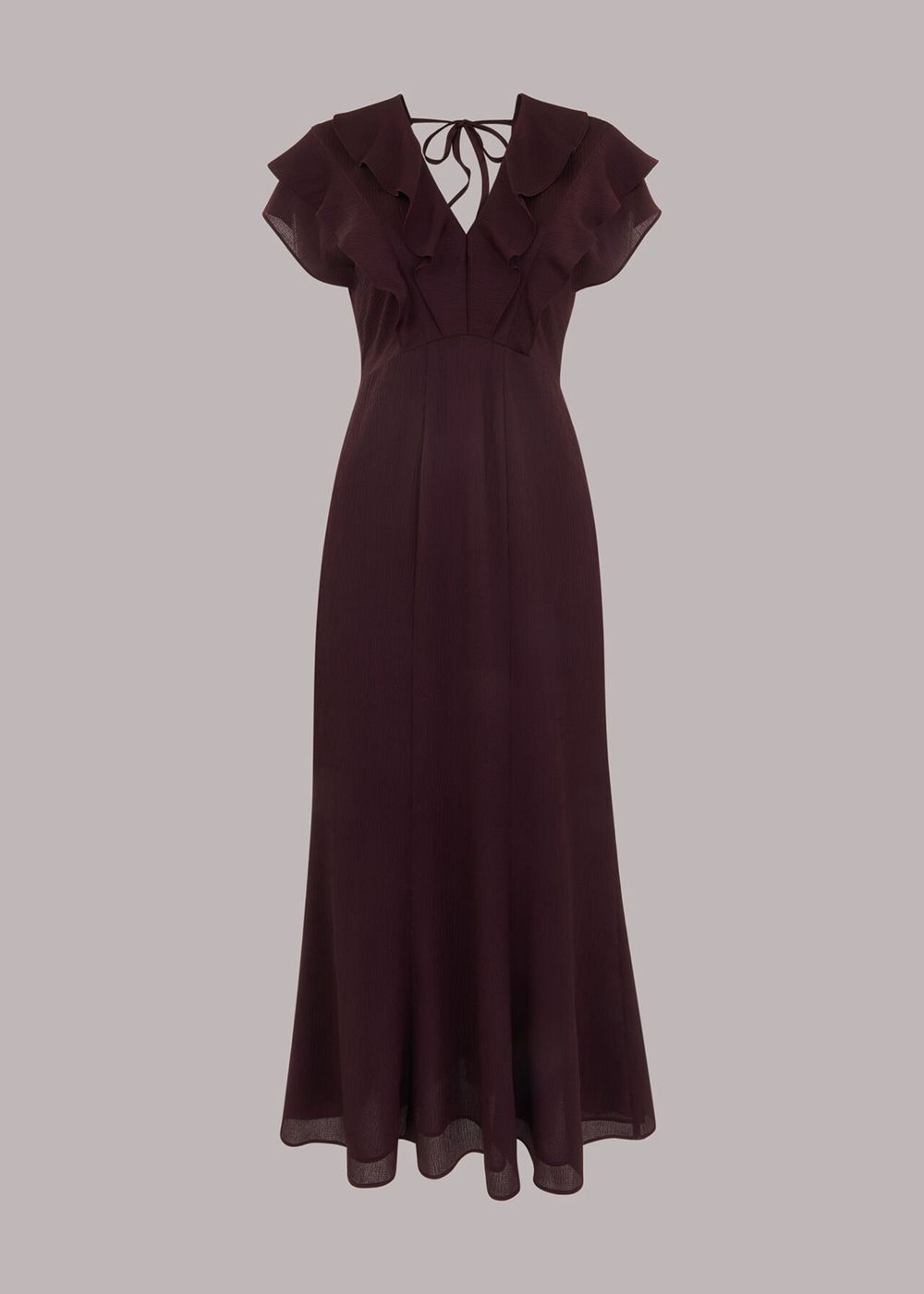 Whistles Adeline Frill Midi Dress Aubergine | US-42197SEIT