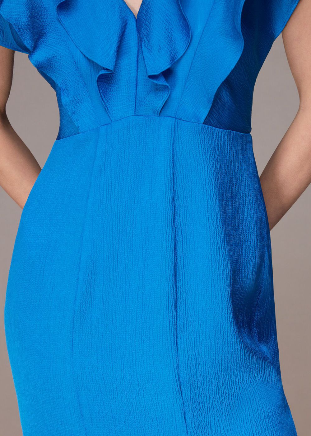 Whistles Adeline Frill Midi Dress Blue | US-60942HLOU