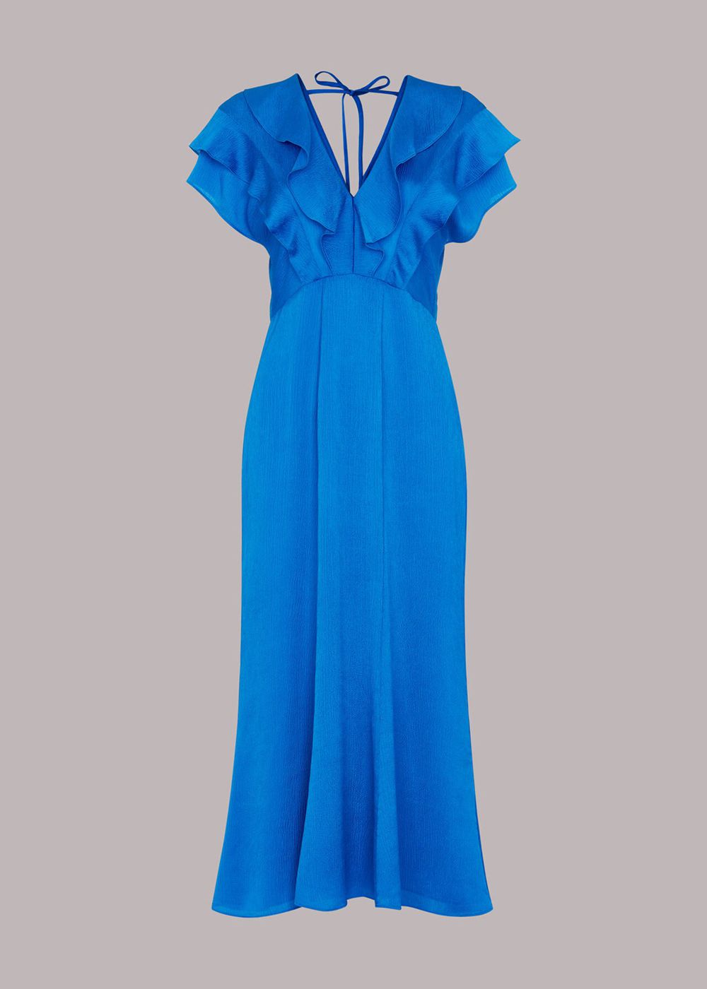 Whistles Adeline Frill Midi Dress Blue | US-60942HLOU