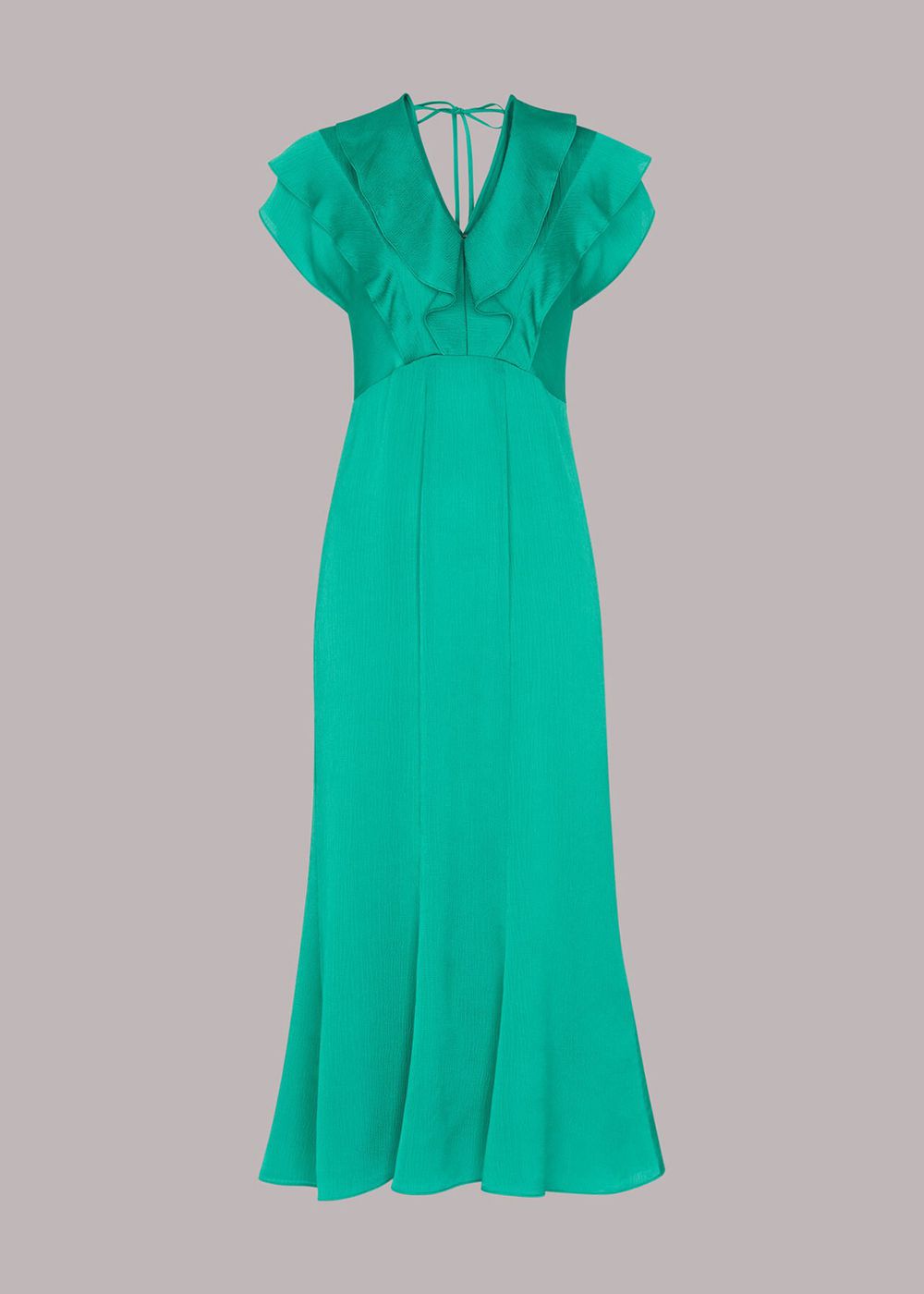 Whistles Adeline Frill Midi Dress Green | US-36527JQWF