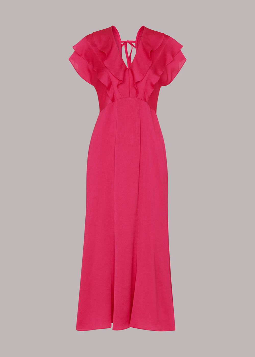 Whistles Adeline Frill Midi Dress Pink | US-07458YJRD