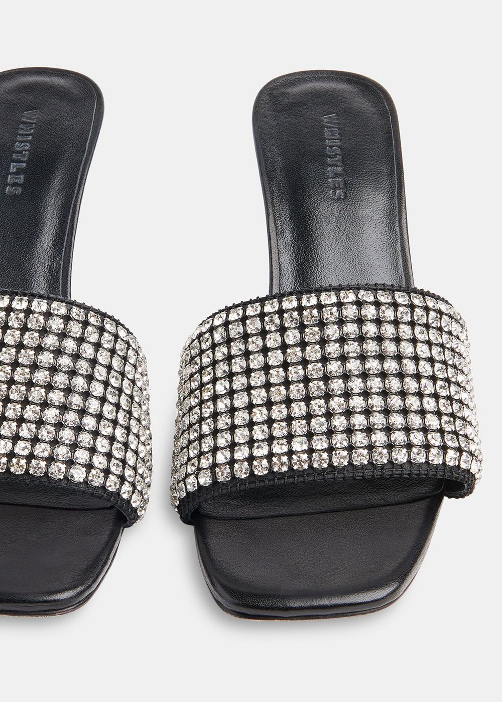 Whistles Adella Diamante Slip On Mule Black | US-31059OIUW