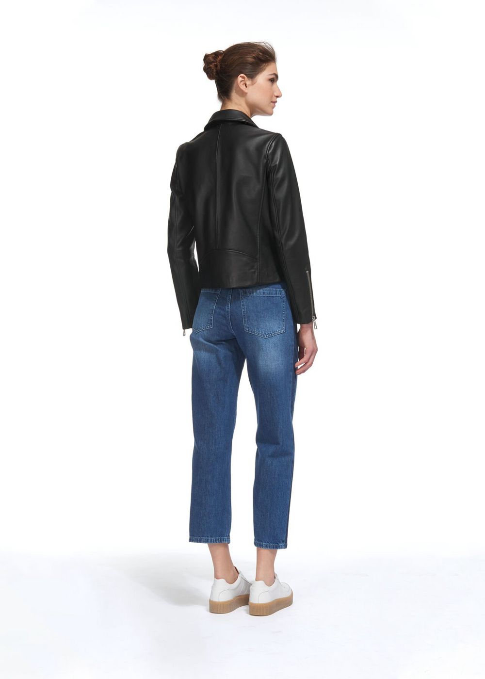 Whistles Agnes Biker Leather Jacket Black | US-79418YPKQ