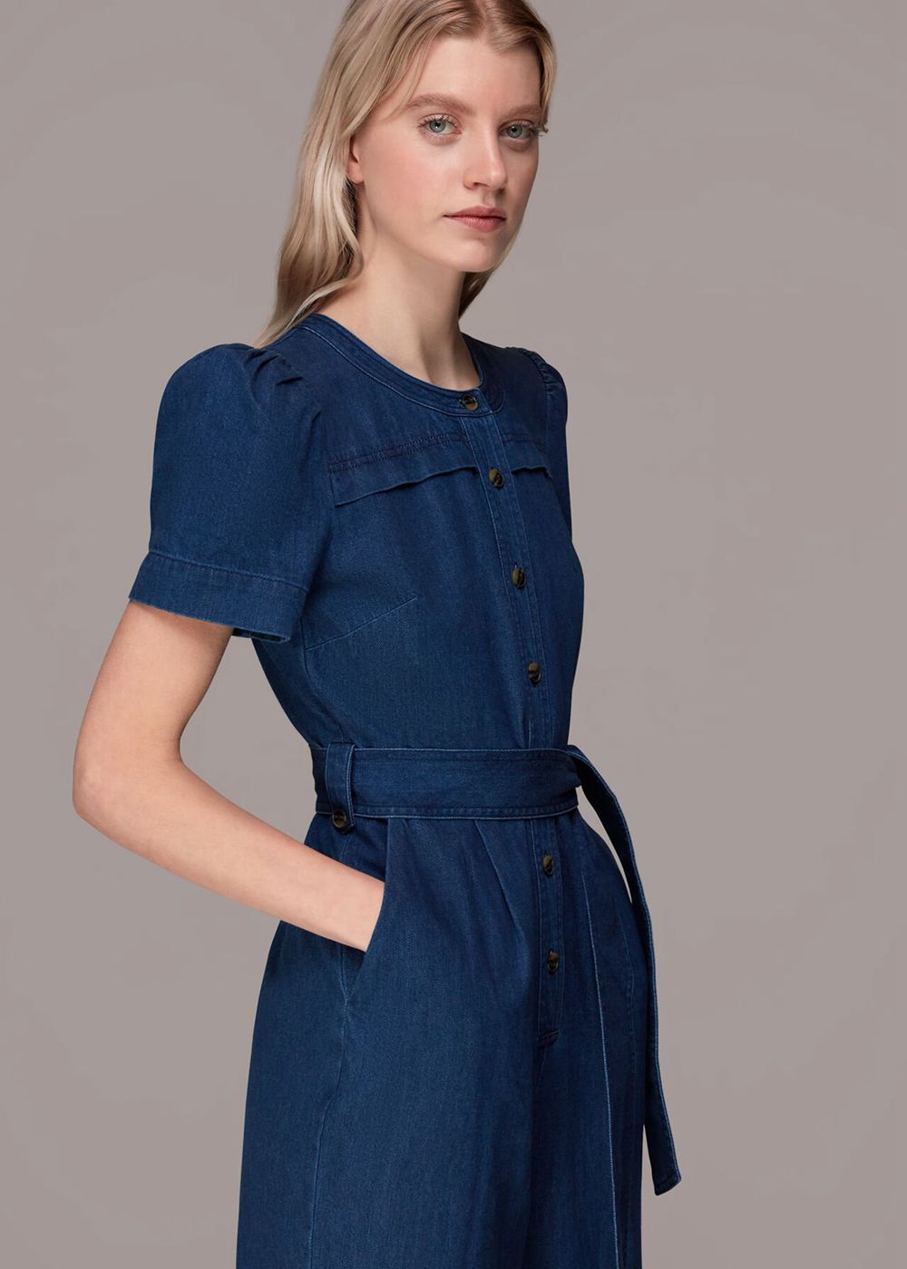 Whistles Alana Denim Jumpsuit Blue | US-86524VKAU