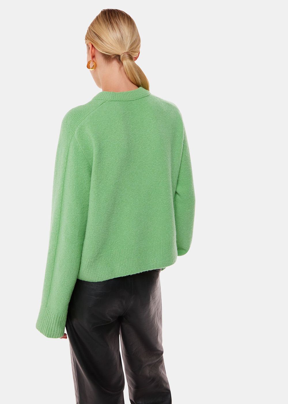 Whistles Alana Wool Mix Crew Neck Knitwear Green | US-24187FOVC