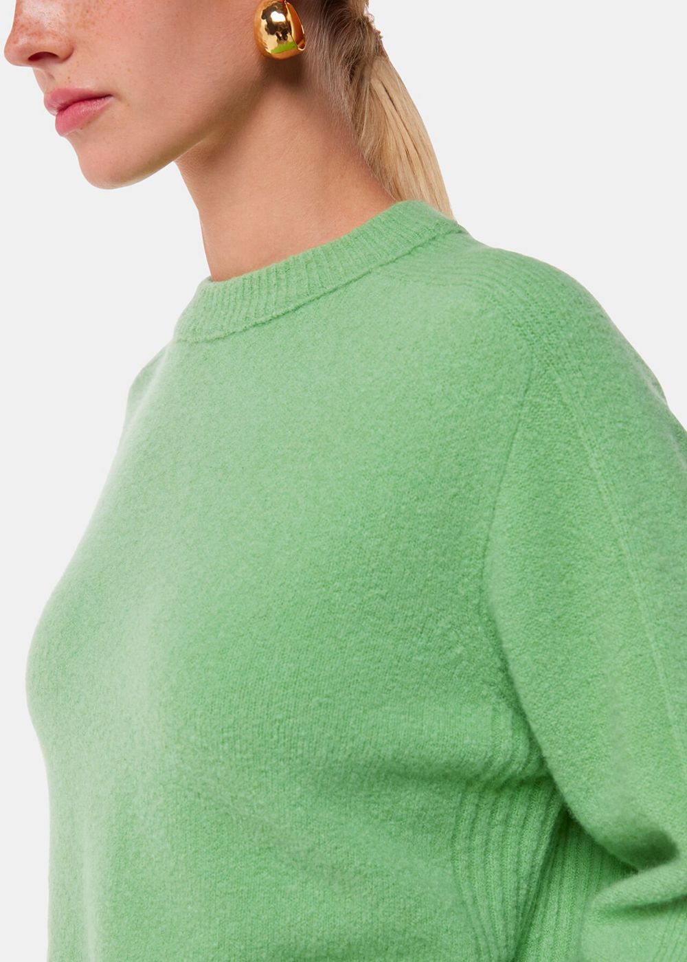 Whistles Alana Wool Mix Crew Neck Knitwear Green | US-24187FOVC