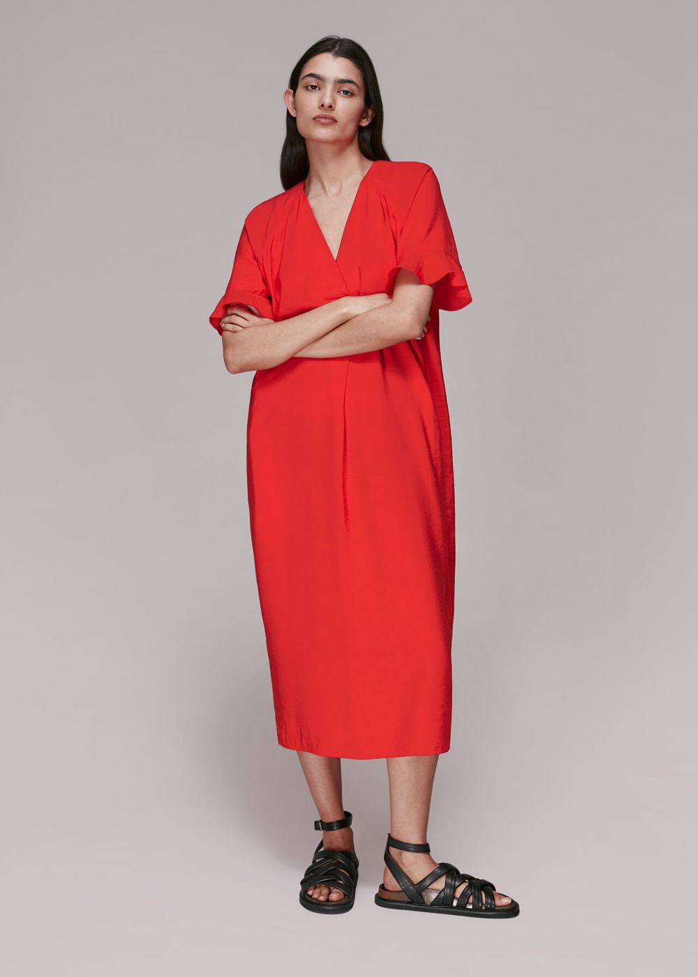 Whistles Alba Midi Dress Red | US-53489NMEO