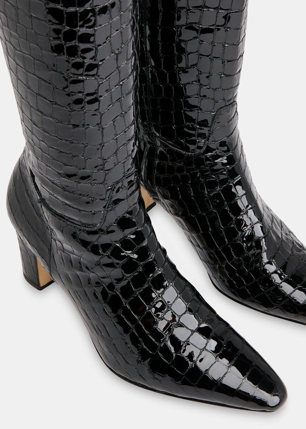 Whistles Albie Croc Knee-high Boots Black | US-38624LYXC