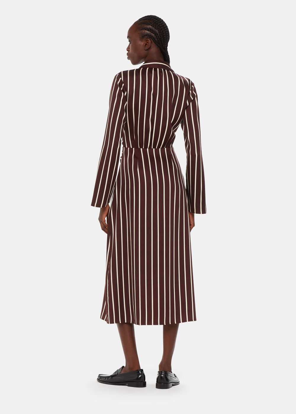 Whistles Alex Stripe Shirt Dress Burgundy / Multicolor | US-69703EXBZ