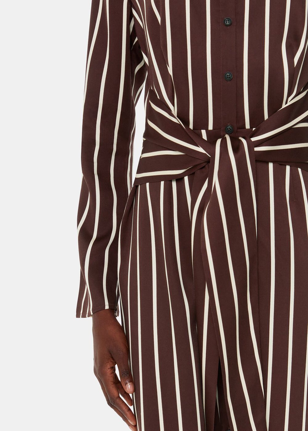 Whistles Alex Stripe Shirt Dress Burgundy / Multicolor | US-69703EXBZ