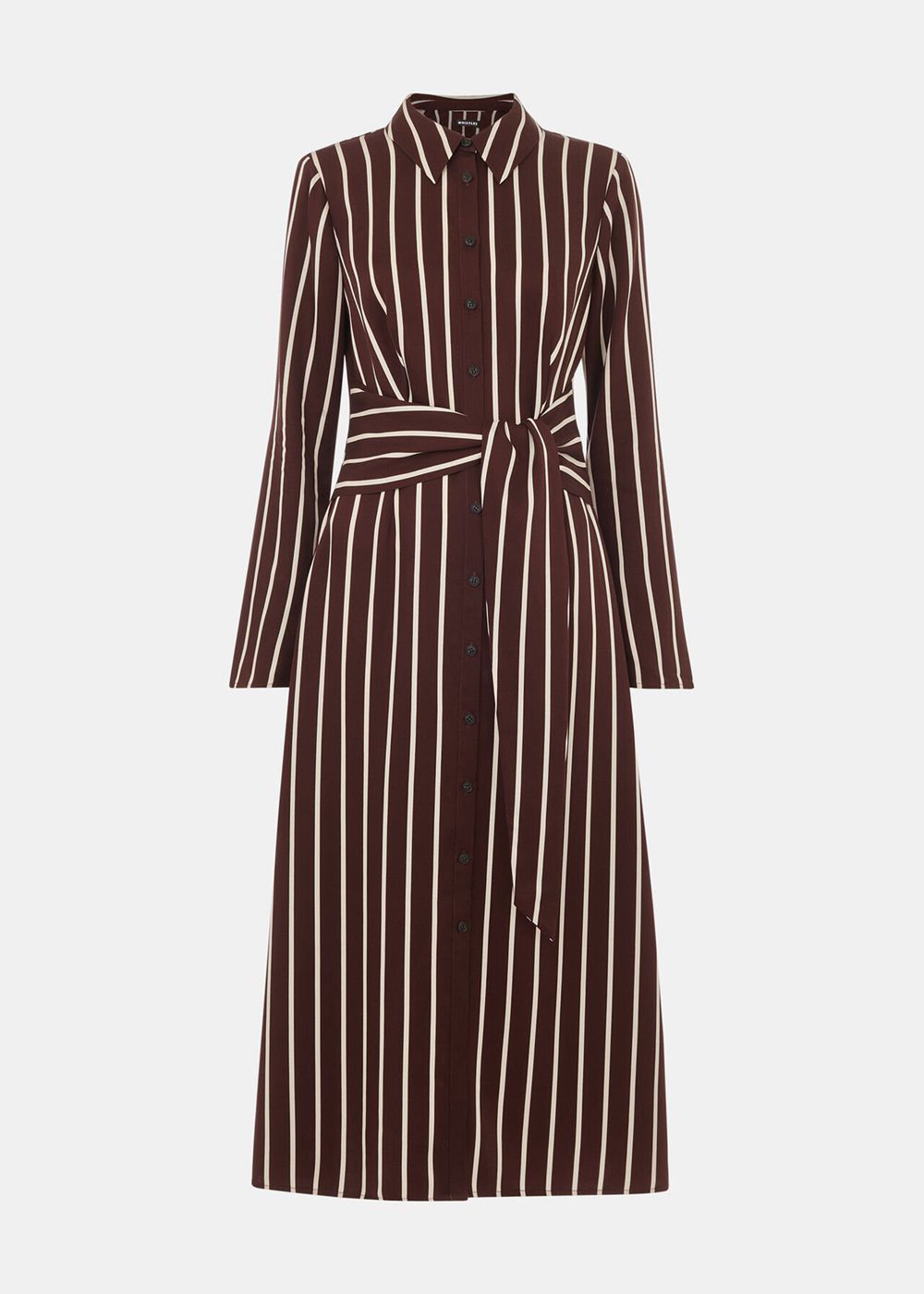 Whistles Alex Stripe Shirt Dress Burgundy / Multicolor | US-69703EXBZ