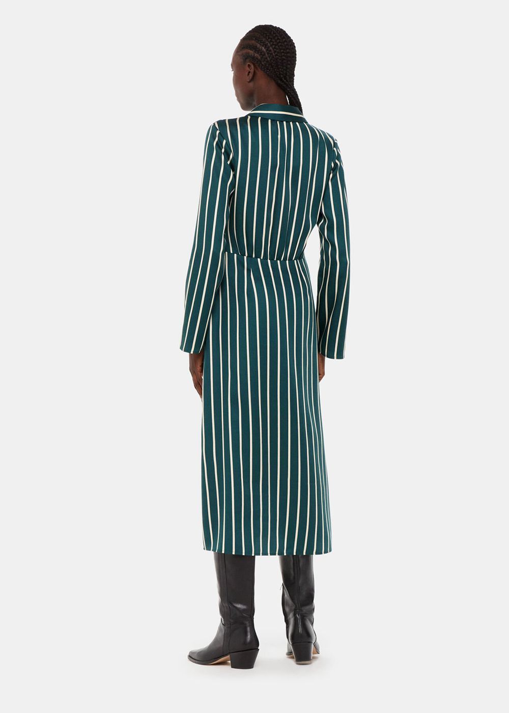 Whistles Alex Stripe Shirt Dress Green / Multicolor | US-41867DKVC