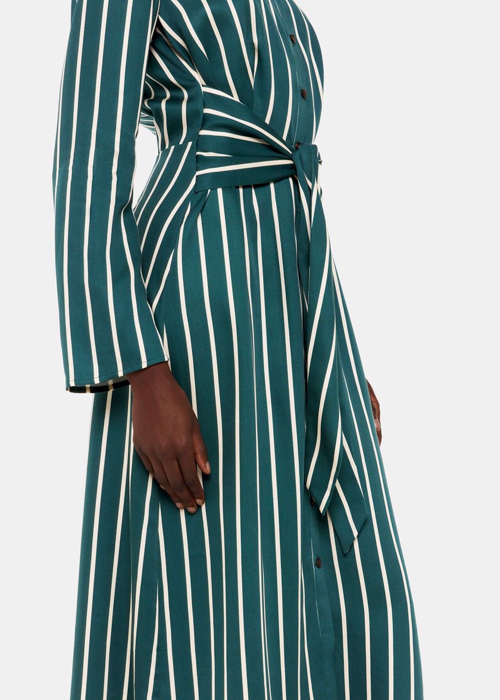 Whistles Alex Stripe Shirt Dress Green / Multicolor | US-41867DKVC