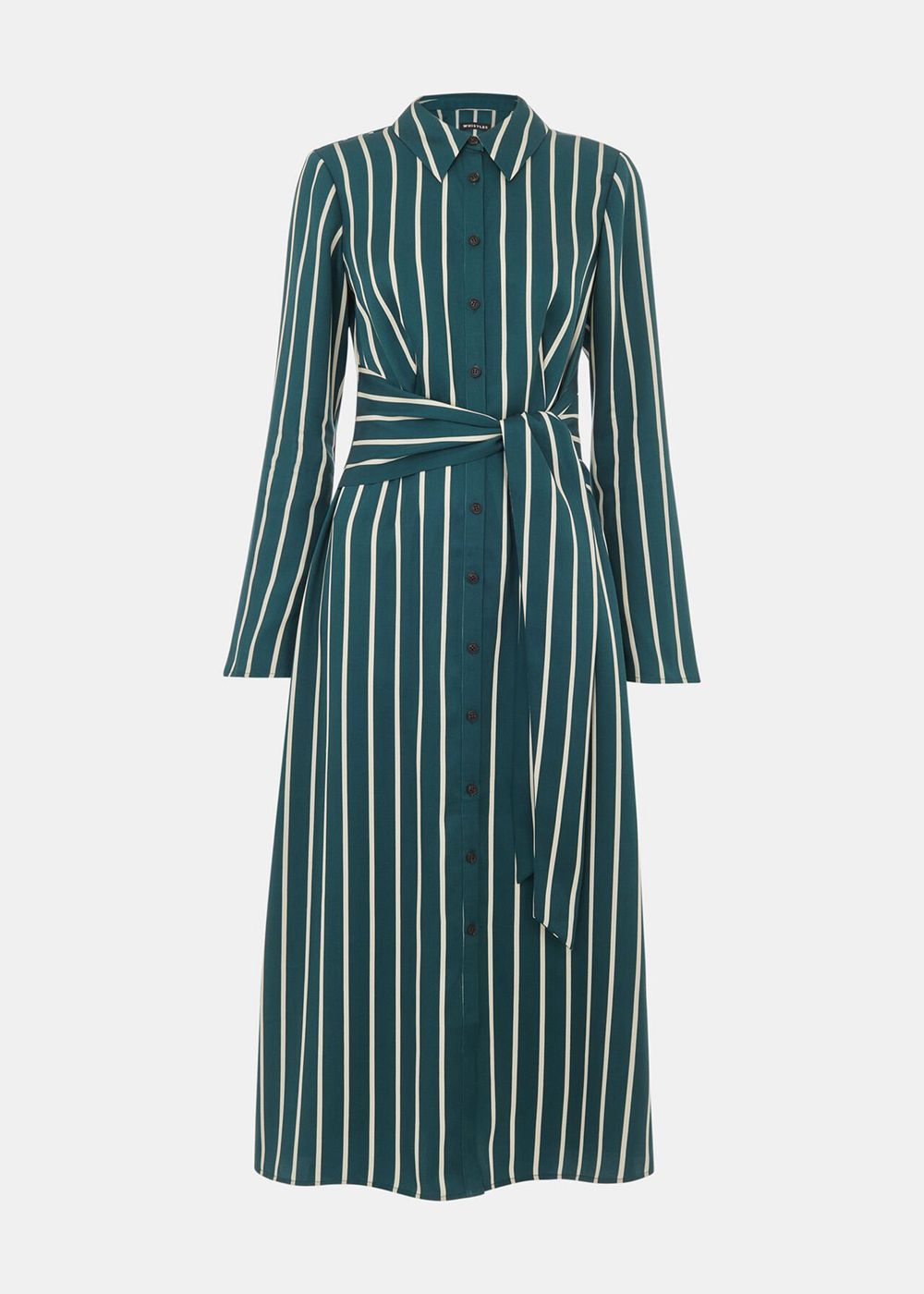 Whistles Alex Stripe Shirt Dress Green / Multicolor | US-41867DKVC