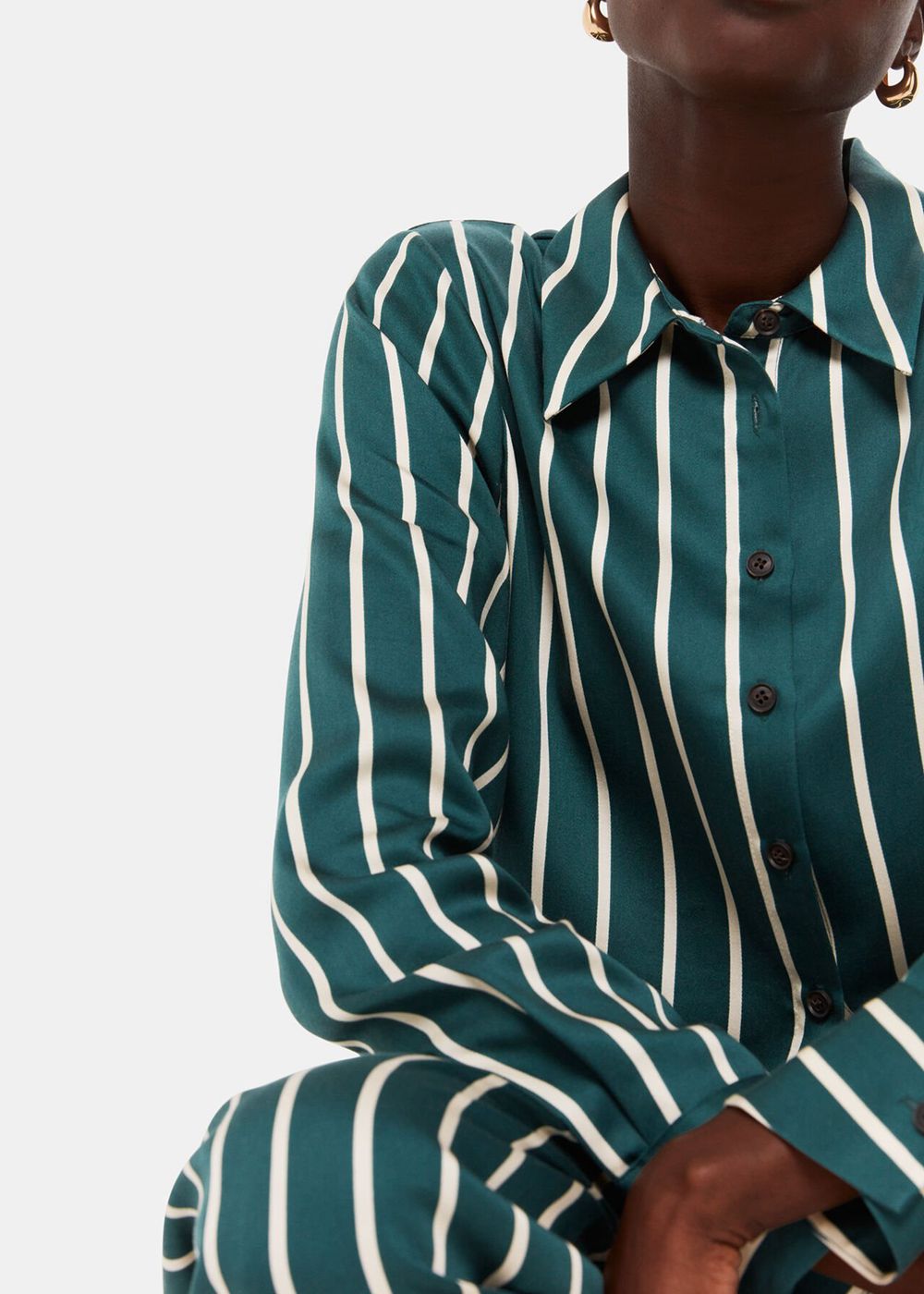 Whistles Alex Stripe Shirts Green / Multicolor | US-25341KRUB