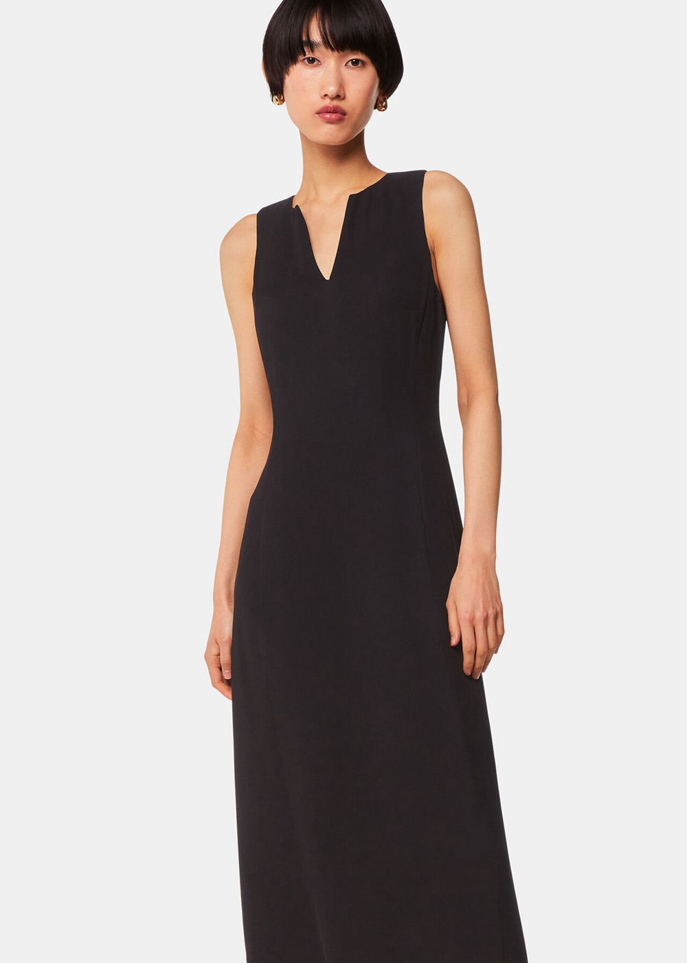 Whistles Alexia Midi Dress Black | US-60429QWHS